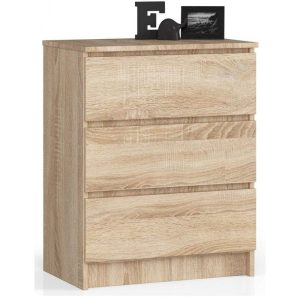 Komoda do sypialni, 3 szuflady, STILO, 60x40x77, sonoma, mat | TYLETEGOTU 988880 Komoda do sypialni, 3 szuflady, STILO, 60x40x77, sonoma, mat | TYLETEGOTU 988880