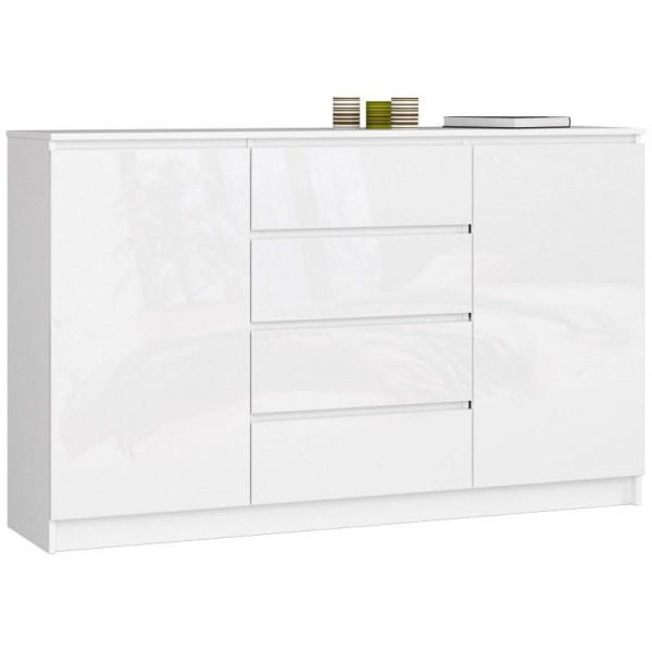 Komoda do sypialni, 4 szuflady, CANTO, 160x40x99, biel, połysk | TYLETEGOTU 965388