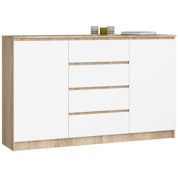 Komoda do sypialni, 4 szuflady, CANTO, 160x40x99, sonoma, biel | TYLETEGOTU 965379