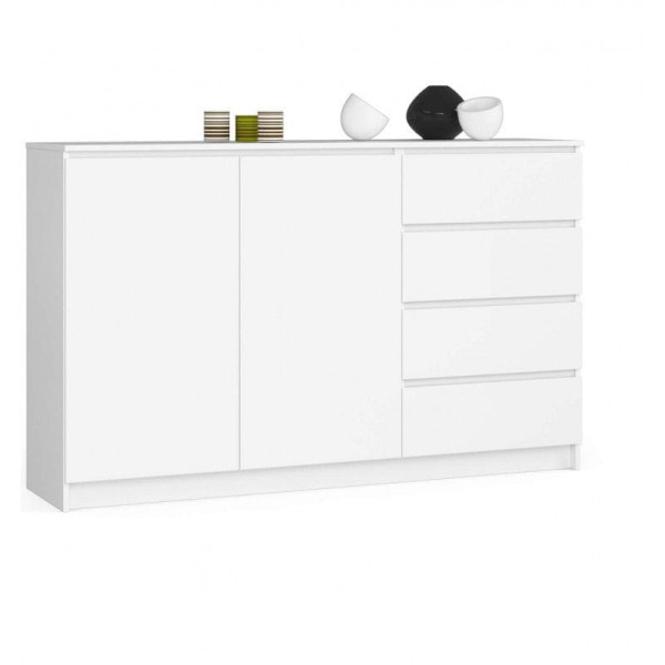 Komoda do sypialni, 4 szuflady, PLENO, 160x40x99 cm, biel, mat | TYLETEGOTU 965402