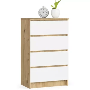 Komoda do sypialni, 4 szuflady, STILO, 60x40x99, artisan, biel | TYLETEGOTU 988824 Komoda do sypialni, 4 szuflady, STILO, 60x40x99, artisan, biel | TYLETEGOTU 988824