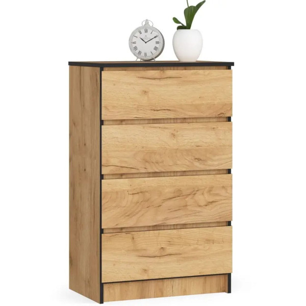 Komoda do sypialni, 4 szuflady, STILO, 60x40x99 cm, dąb craft | TYLETEGOTU 988826