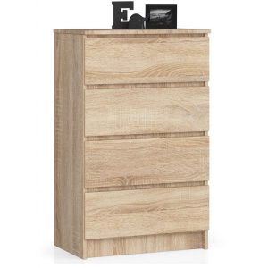 Komoda do sypialni, 4 szuflady, STILO, 60x40x99, dąb sonoma | TYLETEGOTU 988811 Komoda do sypialni, 4 szuflady, STILO, 60x40x99, dąb sonoma | TYLETEGOTU 988811