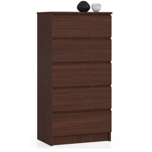 Komoda do sypialni, 5 szuflad, STILO, 60x40x121 cm, wenge, mat | TYLETEGOTU 988853