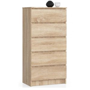 Komoda do sypialni, 5 szuflad, STILO, 60x40x121, sonoma, mat | TYLETEGOTU 988899 Komoda do sypialni, 5 szuflad, STILO, 60x40x121, sonoma, mat | TYLETEGOTU 988899