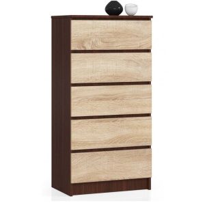 Komoda do sypialni, 5 szuflad, STILO, 60x40x121, wenge, sonoma | TYLETEGOTU 988915 Komoda do sypialni, 5 szuflad, STILO, 60x40x121, wenge, sonoma | TYLETEGOTU 988915