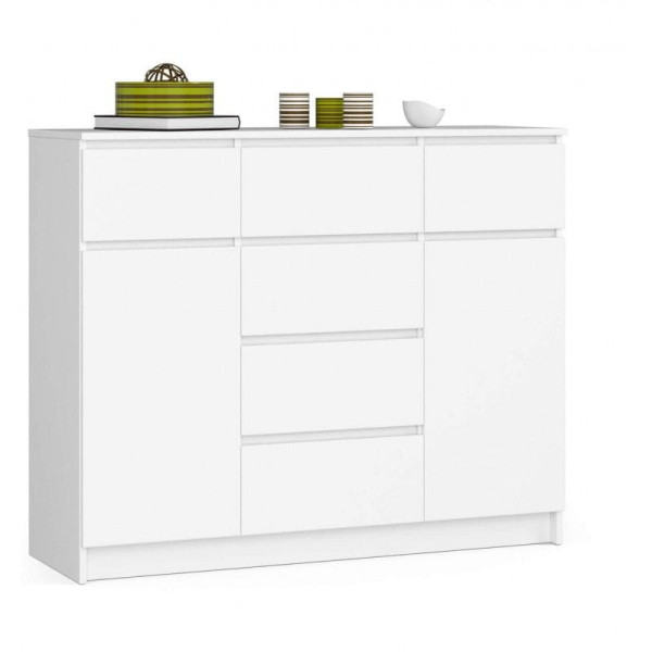 Komoda do sypialni, 6 szuflad, drzwi, PLENO, 120x40x99, biel | TYLETEGOTU 988792
