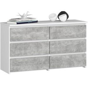 Komoda do sypialni, 6 szuflad, STILO, 100x35x57, beton, mat | TYLETEGOTU 834205