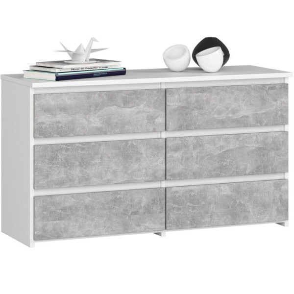 Komoda do sypialni, 6 szuflad, STILO, 100x35x57, beton, mat | TYLETEGOTU 834205
