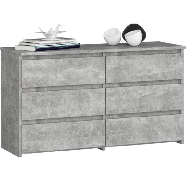 Komoda do sypialni, 6 szuflad, STILO, 100x35x57 cm, beton, mat | TYLETEGOTU 834211