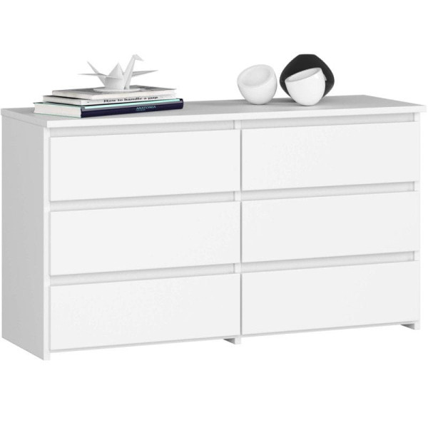 Komoda do sypialni, 6 szuflad, STILO, 100x35x57 cm, biały, mat | TYLETEGOTU 834235