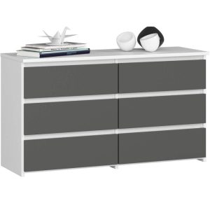 Komoda do sypialni, 6 szuflad, STILO, 100x35x57, grafit, mat | TYLETEGOTU 834203