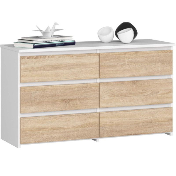 Komoda do sypialni, 6 szuflad, STILO, 100x35x57, sonoma, mat | TYLETEGOTU 834230