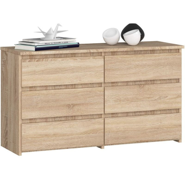 Komoda do sypialni, 6 szuflad, STILO, 100x35x57, sonoma, mat | TYLETEGOTU 834207