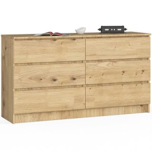 Komoda do sypialni, 6 szuflad, STILO, 140x40x77, artisan, mat | TYLETEGOTU 988802