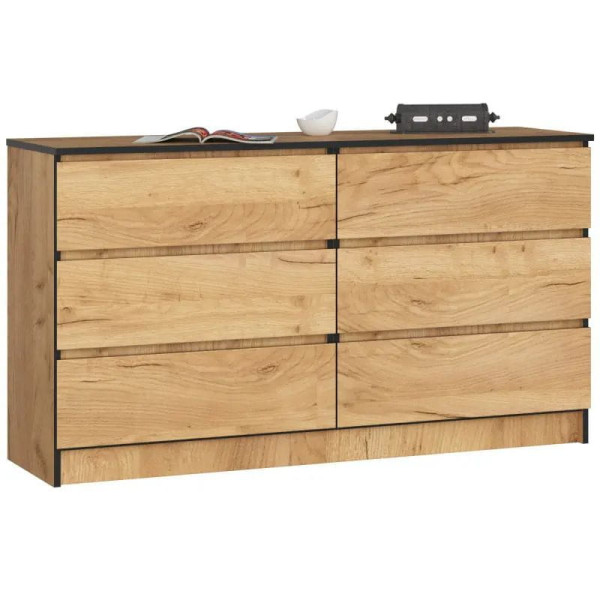 Komoda do sypialni, 6 szuflad, STILO, 140x40x77 cm, craft | TYLETEGOTU 988882