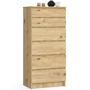 Komoda do sypialni, 6 szuflad, STILO, 60x40x130, artisan, mat | TYLETEGOTU 988910
