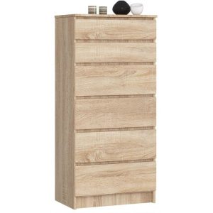 Komoda do sypialni, 6 szuflad, STILO, 60x40x130 cm, dąb sonoma | TYLETEGOTU 988820