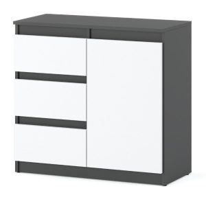Komoda do sypialni 80cm 3 szuflady młodzieżowa szara biała 376099 Komoda do sypialni 80cm 3 szuflady młodzieżowa szara biała 376099