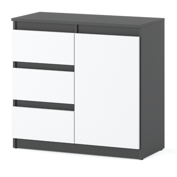 Komoda do sypialni 80cm 3 szuflady młodzieżowa szara biała 376099