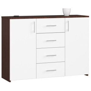 Komoda do sypialni, drzwi, LENA, 110x35x80 cm, wenge, biel | TYLETEGOTU 983927
