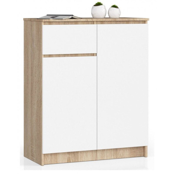 Komoda do sypialni, drzwi, NOAH, 80x40x99, sonoma, biel, mat | TYLETEGOTU 988919