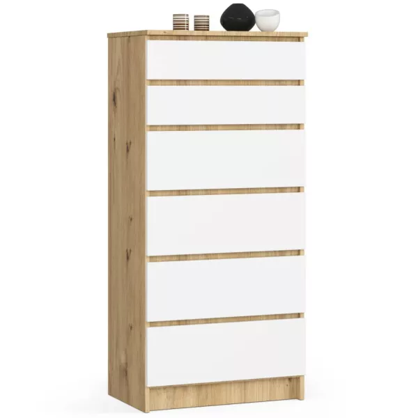 Komoda do sypialni, pokoju, STILO, 60x40x130, artisan, biel | TYLETEGOTU 988856