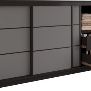 Komoda do sypialni przesuwna 180 cm LOFT czarny / grafit 702286