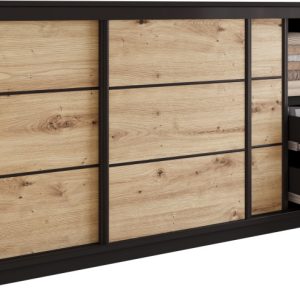 Komoda do sypialni przesuwna 200 cm LOFT czarny / dąb artisan 702270
