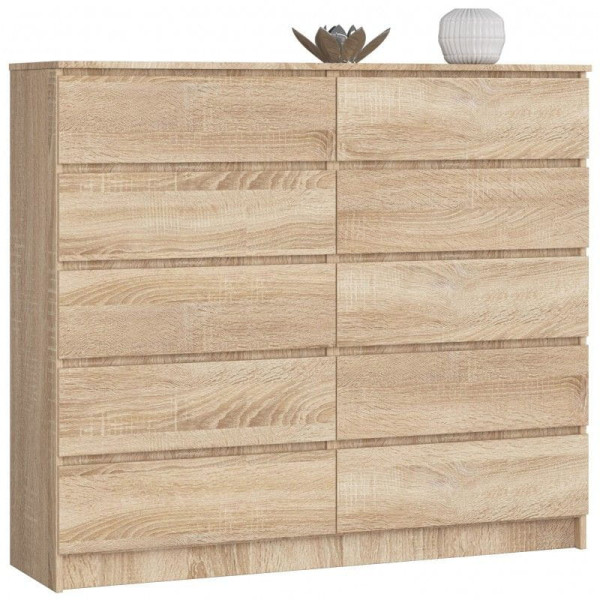 Komoda do sypialni, STILO, 10 szuflad, 140x40x121 cm, sonoma | TYLETEGOTU 965387