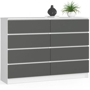 Komoda do sypialni, STILO, 140x40x99 cm, biel, grafit szary | TYLETEGOTU 988870 Komoda do sypialni, STILO, 140x40x99 cm, biel, grafit szary | TYLETEGOTU 988870