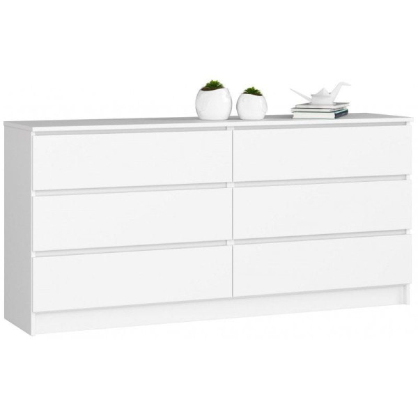 Komoda do sypialni, STILO, 6 szuflad, 160x40x77 cm, biel, mat | TYLETEGOTU 965377