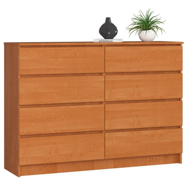 Komoda do sypialni, STILO, 8 szuflad, 140x40x99 cm, olcha, mat | TYLETEGOTU 988833