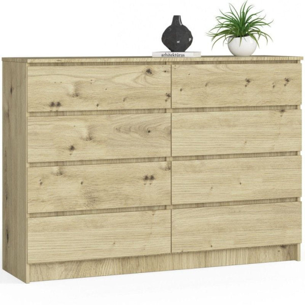 Komoda do sypialni, STILO, 8 szuflad, 140x40x99, dąb artisan | TYLETEGOTU 988819
