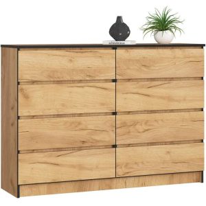 Komoda do sypialni, STILO, 8 szuflad, 140x40x99, dąb craft | TYLETEGOTU 988886 Komoda do sypialni, STILO, 8 szuflad, 140x40x99, dąb craft | TYLETEGOTU 988886