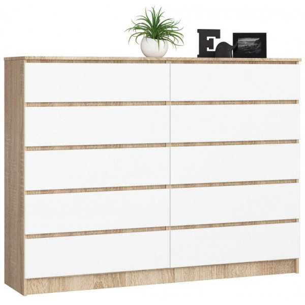 Komoda do sypialni, szuflady, STILO, 160x40x121, sonoma, biel | TYLETEGOTU 988832