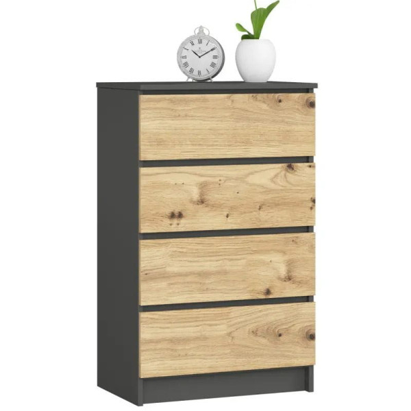 Komoda do sypialni, szuflady, STILO, 60cm, grafit, artisan | TYLETEGOTU 988865
