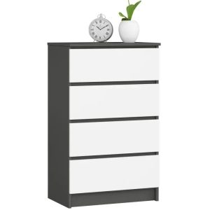 Komoda do sypialni, szuflady, STILO, 60cm, grafit, biały, mat | TYLETEGOTU 988905