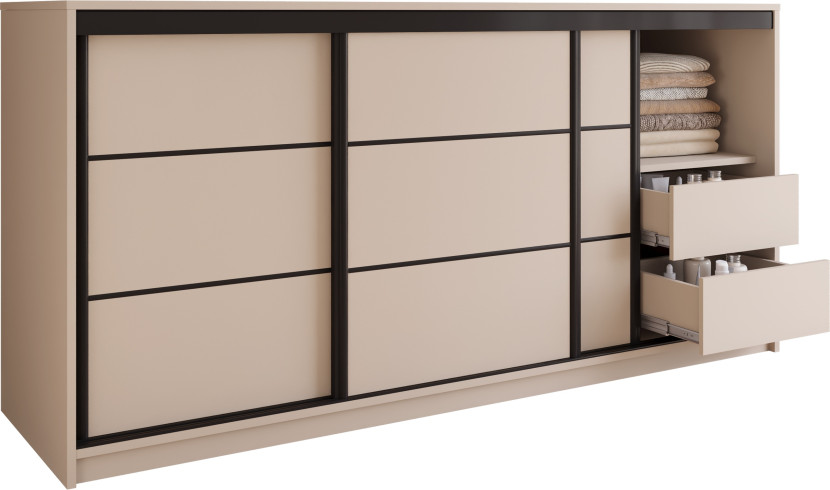 Komoda do sypialni z drążkiem 200 cm LOFT beż piaskowy 702271
