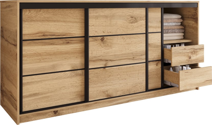 Komoda do sypialni z drążkiem 200 cm LOFT dąb wotan 702267