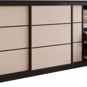 Komoda do sypialni z szufladami 200 cm LOFT czarny / beż piaskowy 702292 Komoda do sypialni z szufladami 200 cm LOFT czarny / beż piaskowy 702292