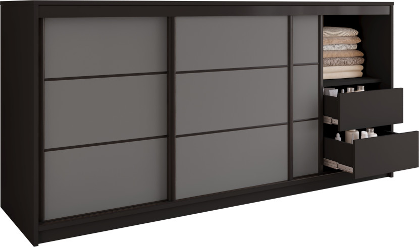 Komoda do sypialni z szufladami 200 cm LOFT czarny / grafit 702283