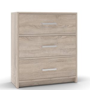 Komoda do sypialni z szufladami – dąb sonoma+ srebrne uchwyty 715173