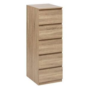 Komoda Dolo 5 szuflad z efektem drewna skandynawski styl 685148
