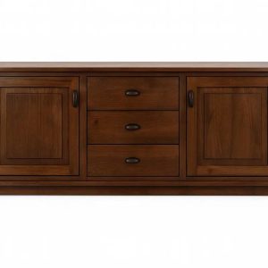 Komoda drewniana 3 szuflady 2 drzwi Retro Black, kolor brązowy 682124 Komoda drewniana 3 szuflady 2 drzwi Retro Black, kolor brązowy 682124
