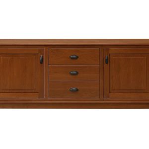 Komoda drewniana 3 szuflady 2 drzwi Retro Black, kolor kasztan 682122 Komoda drewniana 3 szuflady 2 drzwi Retro Black, kolor kasztan 682122