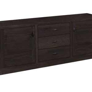 Komoda drewniana 3 szuflady 2 drzwi Retro Black, kolor orzech 682121 Komoda drewniana 3 szuflady 2 drzwi Retro Black, kolor orzech 682121