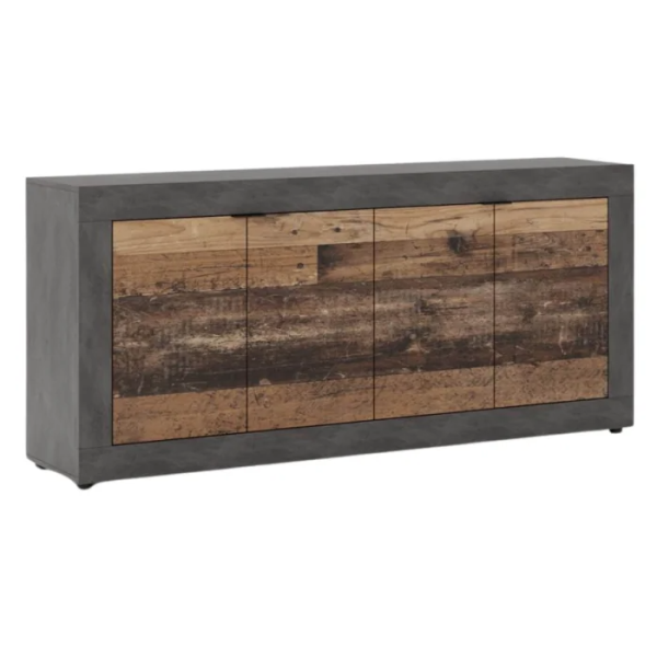 Komoda Drewniana Do Salonu Przedpokój Biura Vintage Dąb Grafit BLAGO 180 cm 759226