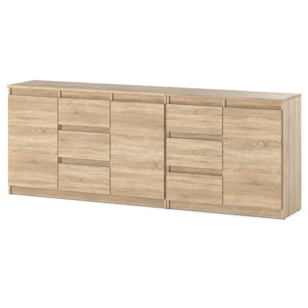 Komoda drewniana młodzieżowa 6 szuflad 200cm pojemna szafka 375560