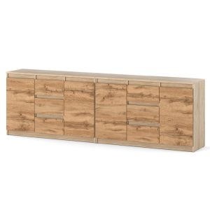 Komoda duża do salonu dąb sonoma wotan szafka 240cm pojemna 595307 Komoda duża do salonu dąb sonoma wotan szafka 240cm pojemna 595307